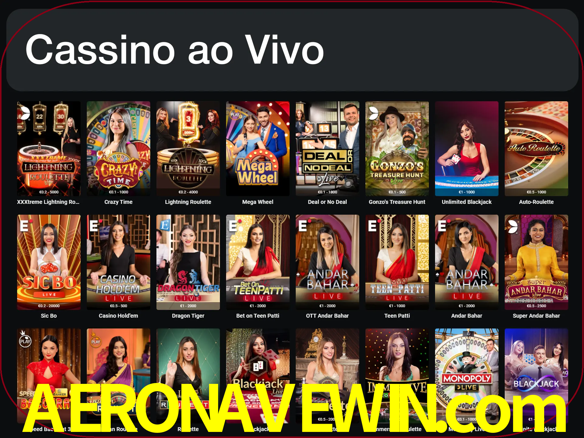 Jogue jogos de cassino com um verdadeiro dealer.