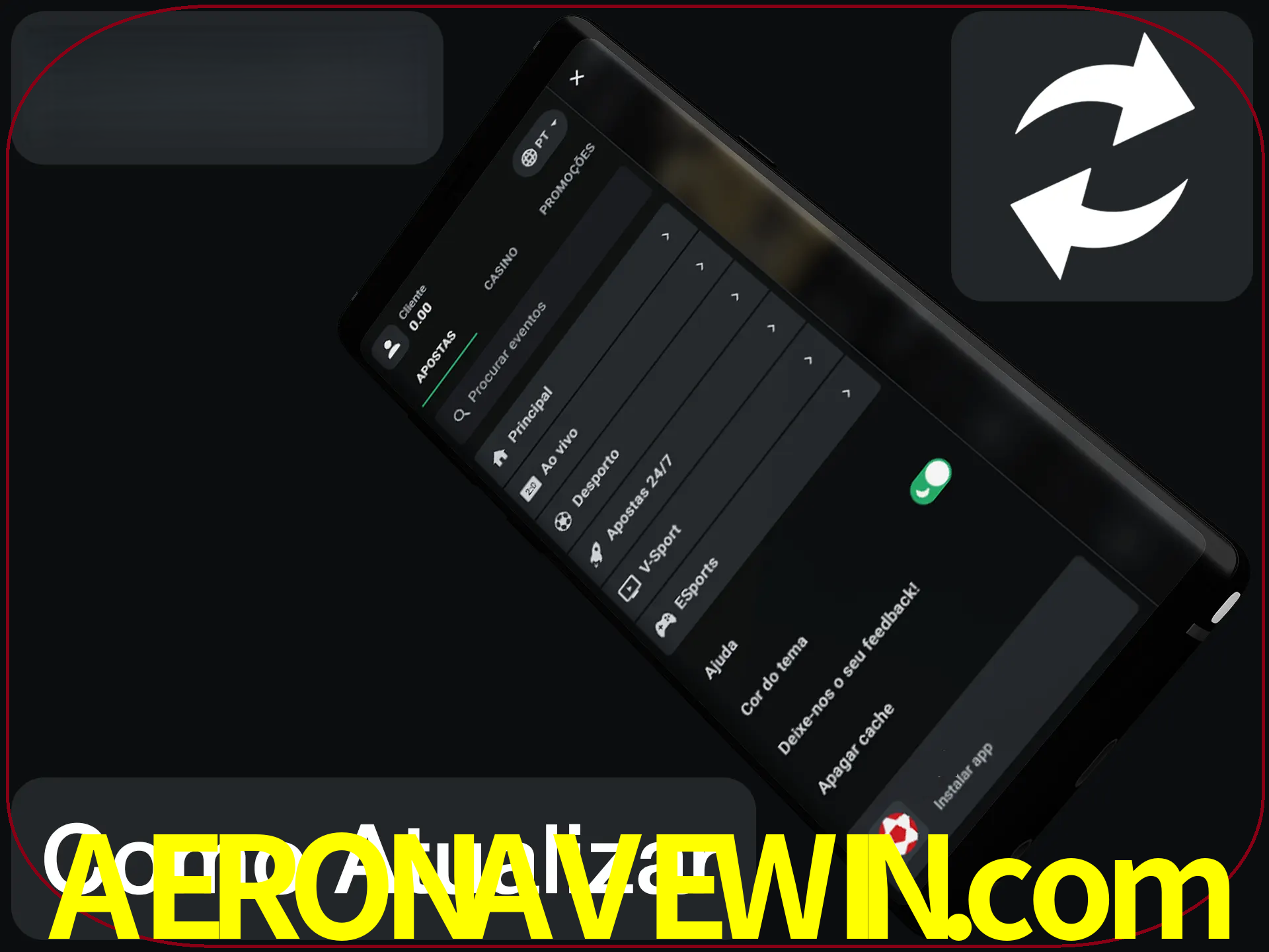 O aplicativo é atualizado automaticamente quando você faz o login.