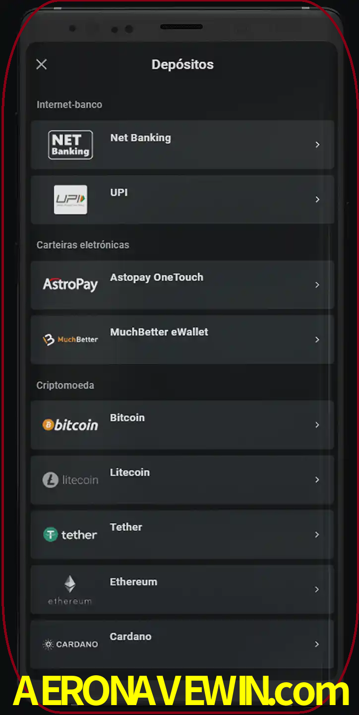 Você pode usar métodos alternativos de depósito.