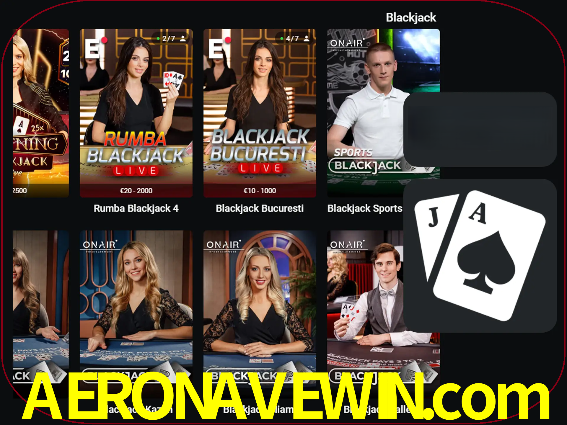 Escolha uma mesa completa de jogadores de blackjack.